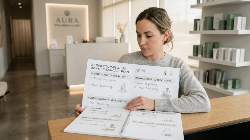 Calendar or timeline concept with woman in background showin