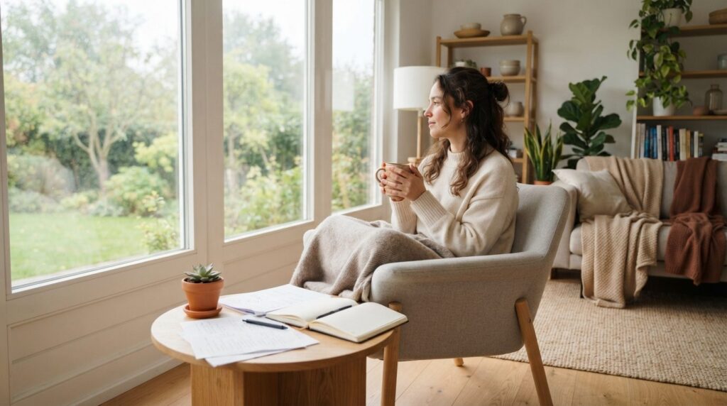 Photorealistic stock photo, 16:9 aspect ratio: Modern Scandi